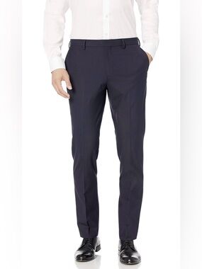 Amazon Essentials Dress Pants 36x32 Navy Slim Fit Stretch Flat Front NWT